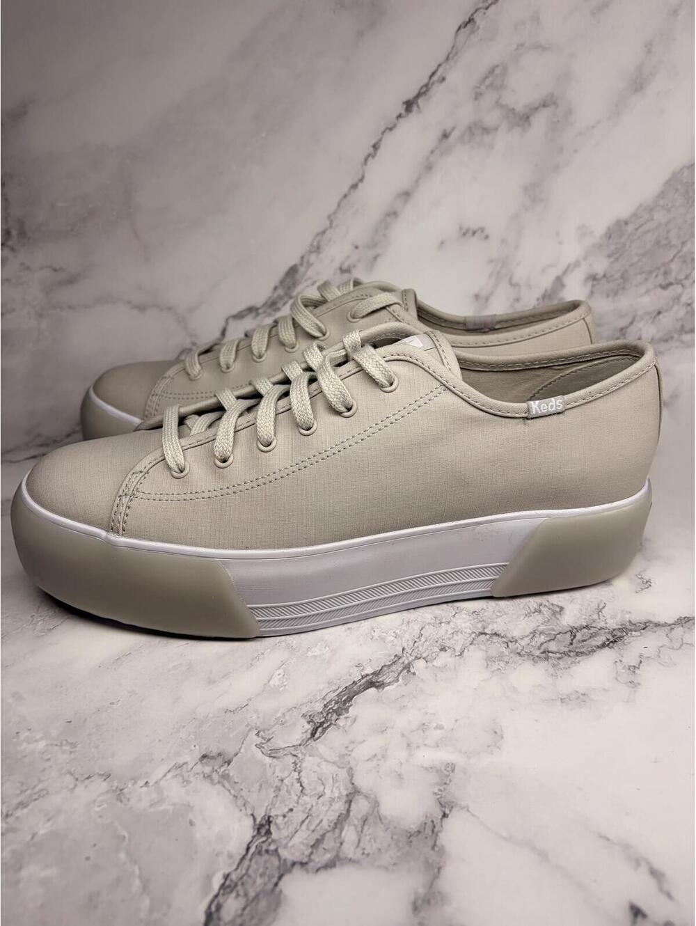 Keds Platform Sneakers Womens Size 10 Beige Canvas Lace Up Shoes - Picture 3 of 7